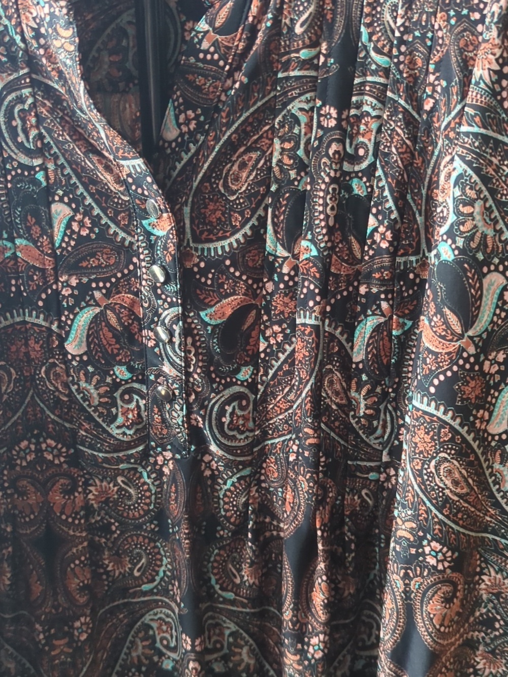 Cocomo Brown Paisley Long Sleeve Blouse L - Picture 3 of 6